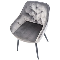 Mukava ja moderni samettinen vierailutuoli metallirungolla