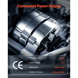 Autolaturi autoon 120 ampeeria alumiinikotelolla puhdas kuparikäämi