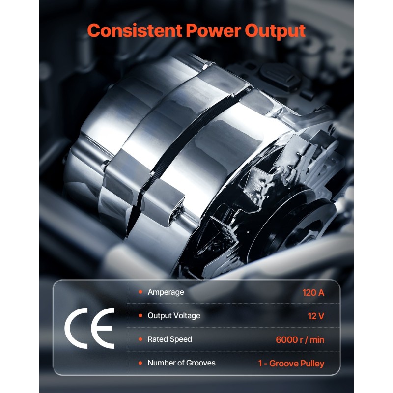 Autolaturi autoon 120 ampeeria alumiinikotelolla puhdas kuparikäämi