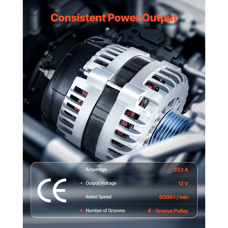 Auton laturi 253 A alumiinikuori puhtaat kuparikäämit suora vaihtolaite