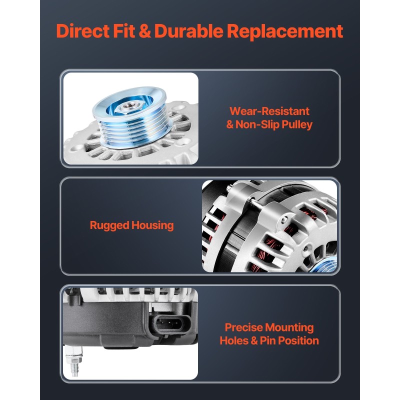 Auton laturi 253 A alumiinikuori puhtaat kuparikäämit suora vaihtolaite