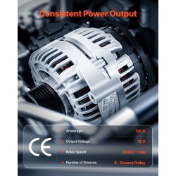 Auton laturi 125A alumiinirunko puhdas kuparikäämi useisiin malleihin sopiva