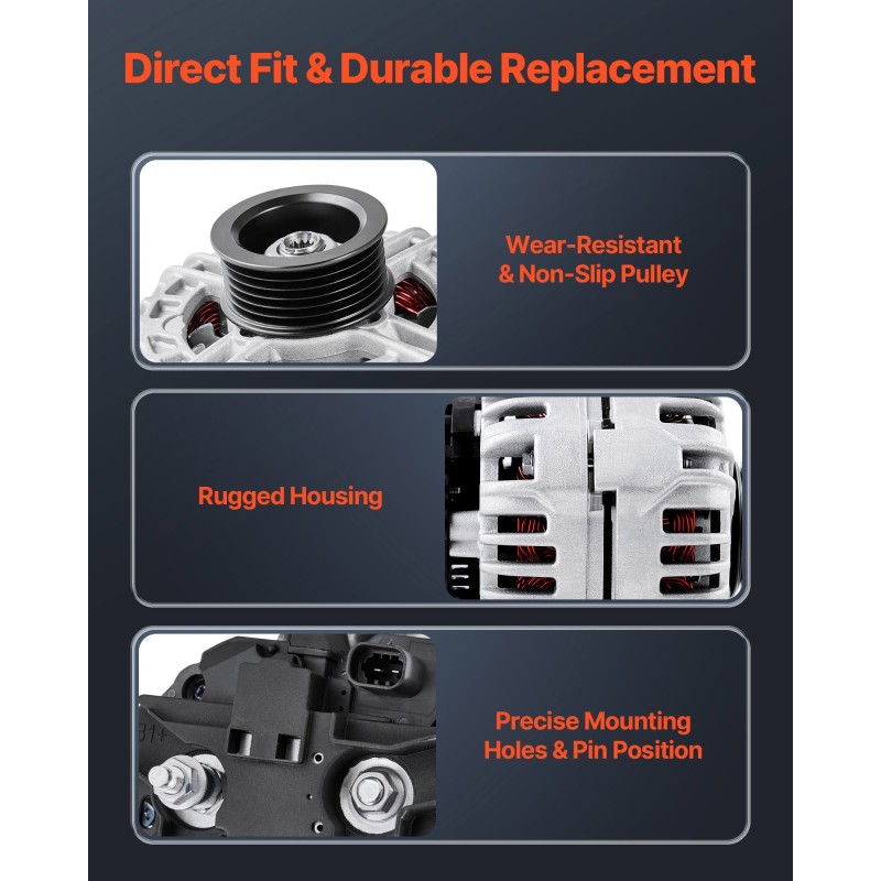 Auton laturi 125A alumiinirunko puhdas kuparikäämi useisiin malleihin sopiva