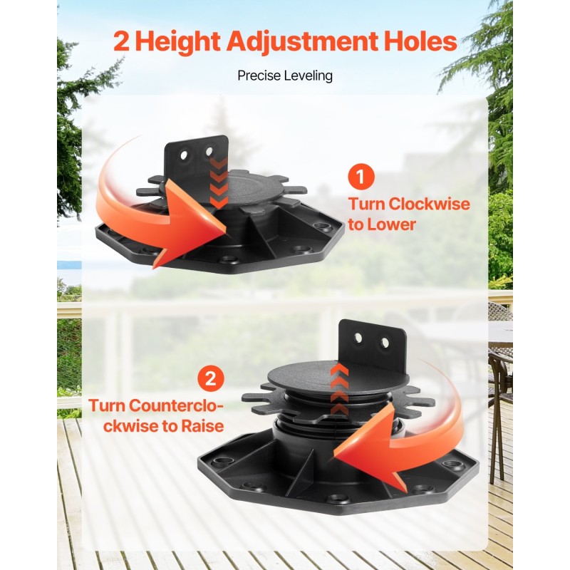 Terassijalkatuki PP-muovinen säädettävä 30–60 mm 24 kpl 907 kg ulkokäyttöön