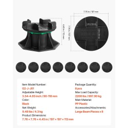 Säädettävä terassin tukijalka PP-muovi 90–118 mm 8 kpl ulkokäyttöön