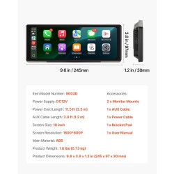 10-tuumainen HD-kosketusnäyttö autoon langaton CarPlay Android Auto Bluetoothilla