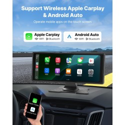 Langaton autostereo 10 tuumaa ABS Apple CarPlay Android Auto etu- ja peruutuskamerat