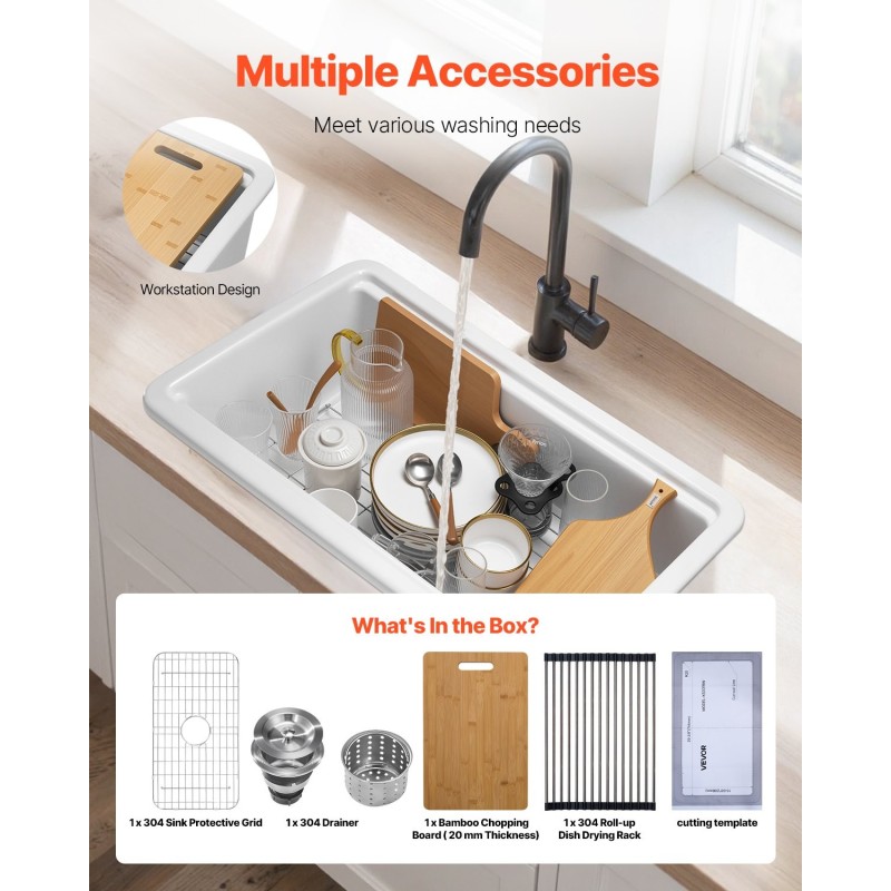 Keittiöallas tulenkestävästä savesta 84 cm syvä maatilatyylinen valkoinen kaksinkertainen lasitepinta