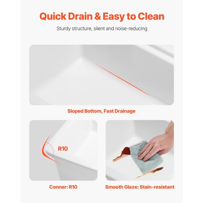 Keittiöallas tulenkestävästä savesta 84 cm syvä maatilatyylinen valkoinen kaksinkertainen lasitepinta