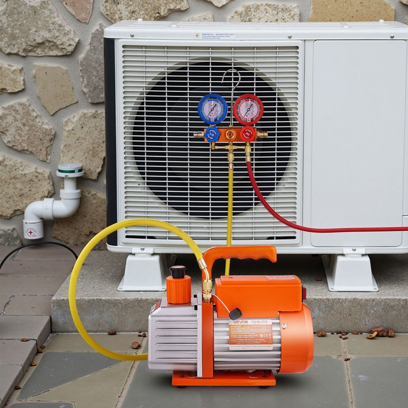 AC-vakuumipumppu 115 L/min yksivaiheinen pyörösiipi monimittarisarjalla vuototunnistimella kantolaukulla