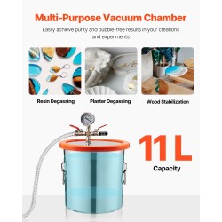 Tyhjiökammio ja yksivaiheinen tyhjiöpumppu ruostumatonta terästä 11.36 litraa