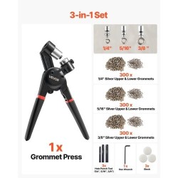 Purjerenkassarja 900 kpl metallisia 6 8 10 mm alumiinipihdit rei'itin ja alusta