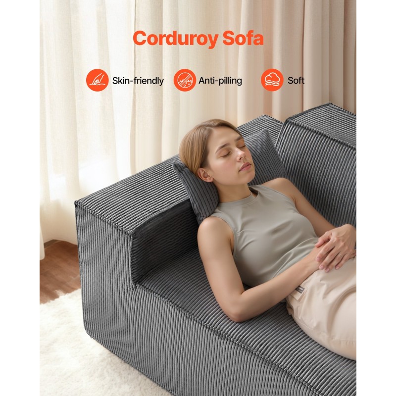 Kaksipaikkainen vakosamettisohva leveys 160 senttimetriä harmaa taskujousitus ilman kokoamista