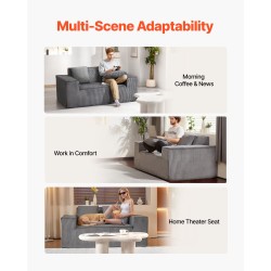 Kaksipaikkainen vakosamettisohva leveys 160 senttimetriä harmaa taskujousitus ilman kokoamista