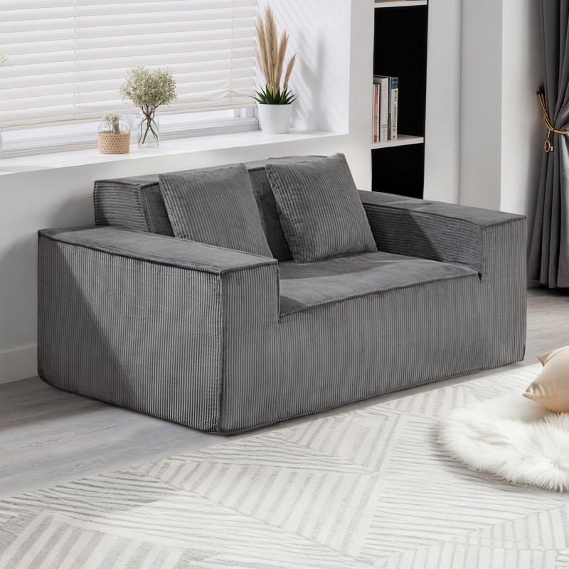 Kaksipaikkainen vakosamettisohva leveys 160 senttimetriä harmaa taskujousitus ilman kokoamista