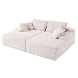 Divaanisohva vakosamettinen modulaarinen 2100 mm leveä kaksipaikkainen beige