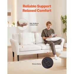 kaksipaikkainen samettisohva valkoinen kompakti tukevarunkoinen pieniin asuntoihin