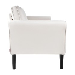 kaksipaikkainen samettisohva valkoinen kompakti tukevarunkoinen pieniin asuntoihin