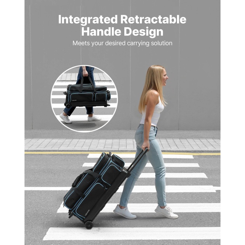 Keilapallolaukku 3 pallolle 600D Oxford PVC-vesitiivis pyörillä kenkäosastolla