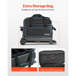 Keilapallolaukku 2 pallolle 600D Oxford-kangas rullilla kosteutta hylkivä kenkäosasto