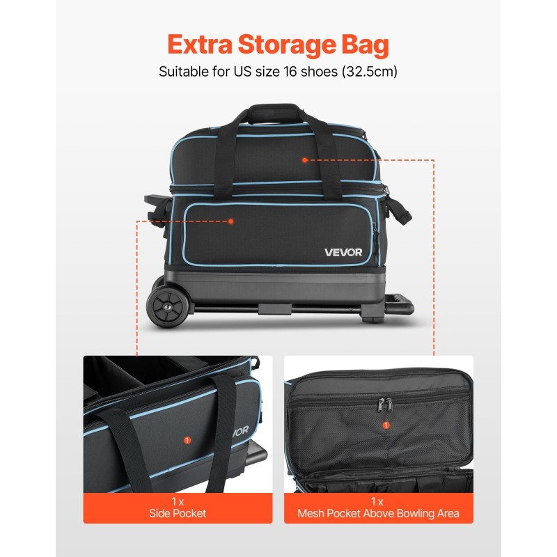 Keilapallolaukku 2 pallolle 600D Oxford-kangas rullilla kosteutta hylkivä kenkäosasto