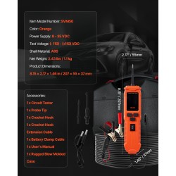 Auton virtapiiritesteri fosforipronssinen mittapää 7 testitilaa 6 m johto