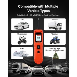 Ajoneuvojen virtapiirintesteri värinäyttö 4 testitilaa muovikuori fosforipronssinen kärki 4 metrin johto