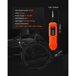 Virtapiiritesteri ajoneuvoille muovikuori 3,5 metrin kaapeli 3–72 voltin LED-näytöllä