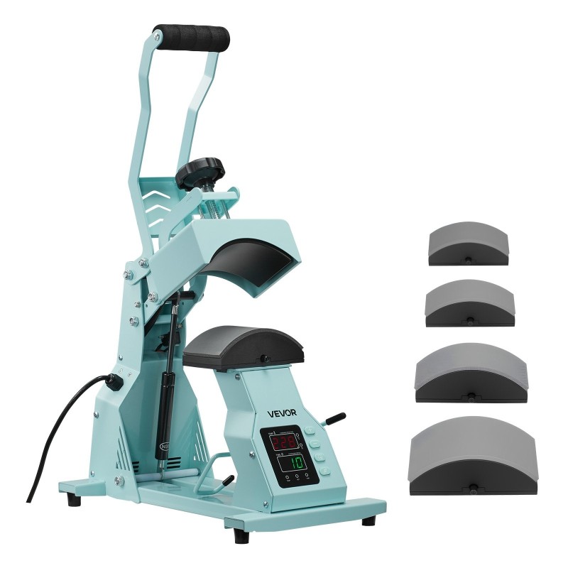 Hattupainokone HTV- ja sublimaatioille 4 vaihdettavaa hattualustaa digitaalinen lämpö- ja ajan säätö