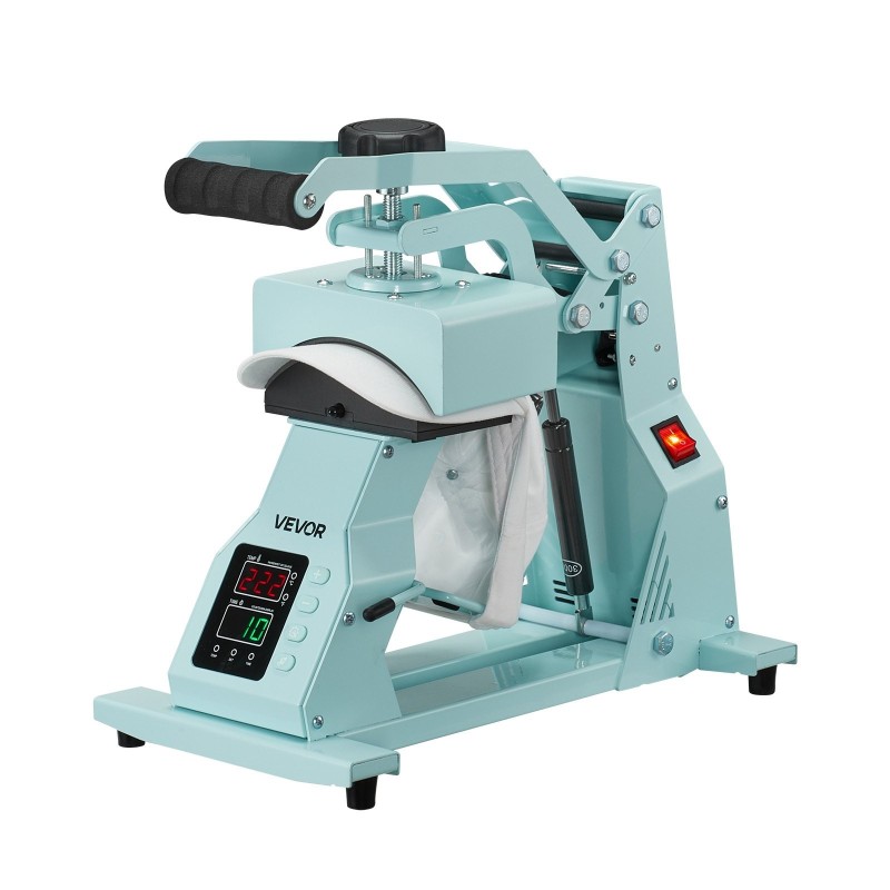 Hattupainokone HTV- ja sublimaatioille 4 vaihdettavaa hattualustaa digitaalinen lämpö- ja ajan säätö