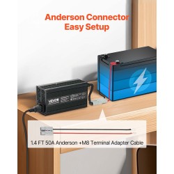 Litiumakkulaturi 12V 20A LiFePO4 alumiiniseosrunko Anderson liitin 0V aktivointi