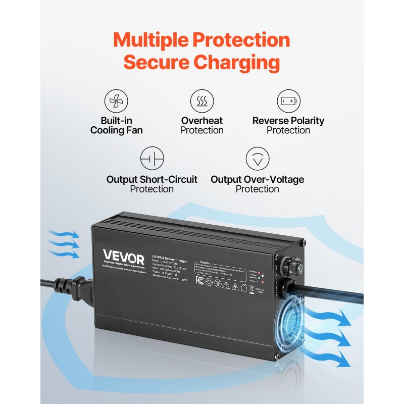 12V LiFePO4-laturi 10A 14,6V alumiinikuori veneisiin ja matkailuautoihin