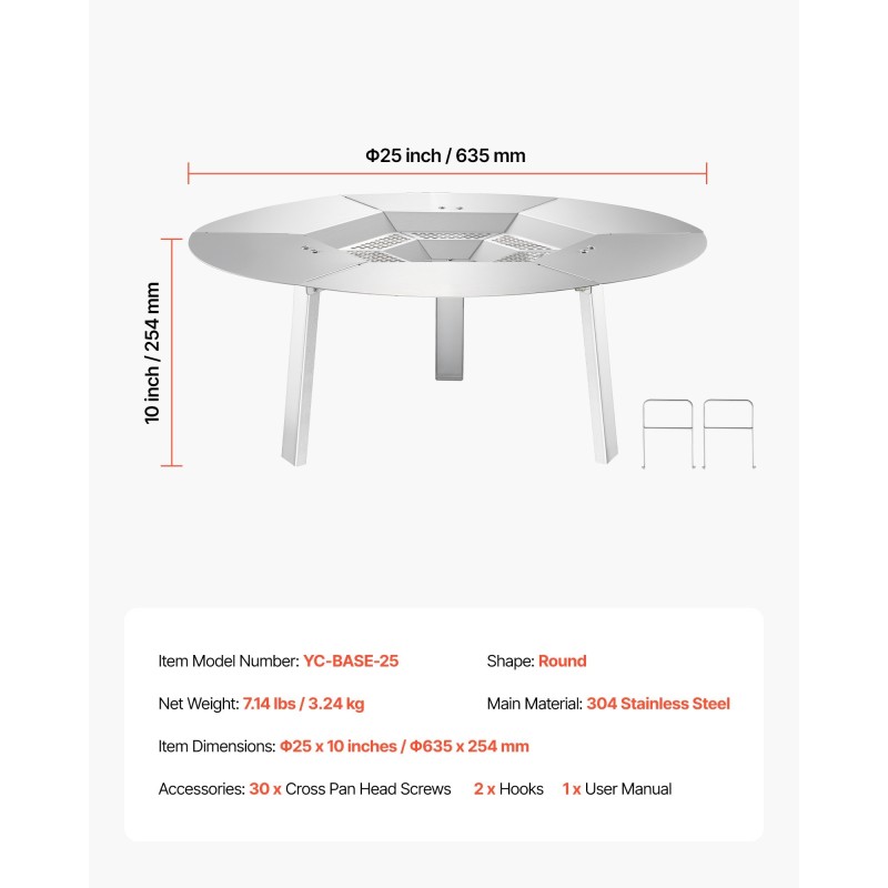 Tulipesän lämpösuoja 304-ruostumattomasta teräksestä halkaisija 635 mm