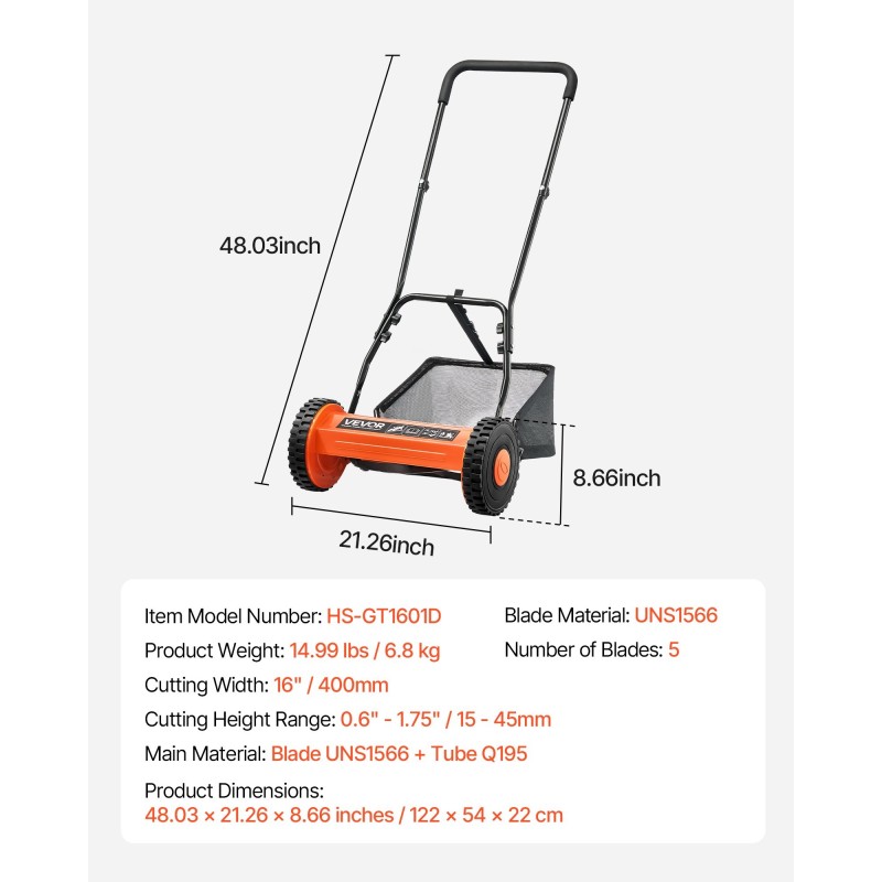 Manuaalinen kelaleikkuri teräsrunko 400 mm 5 terää säädettävä 15–45 mm keruupussilla