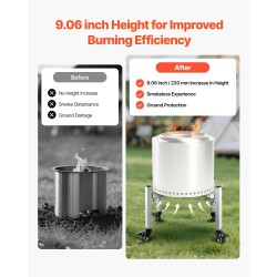 Säädettävä tulisijan jalusta 430-ruostumattomasta teräksestä 38–68,6 cm pyörillä