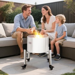 Säädettävä tulisijan jalusta 430-ruostumattomasta teräksestä 38–68,6 cm pyörillä