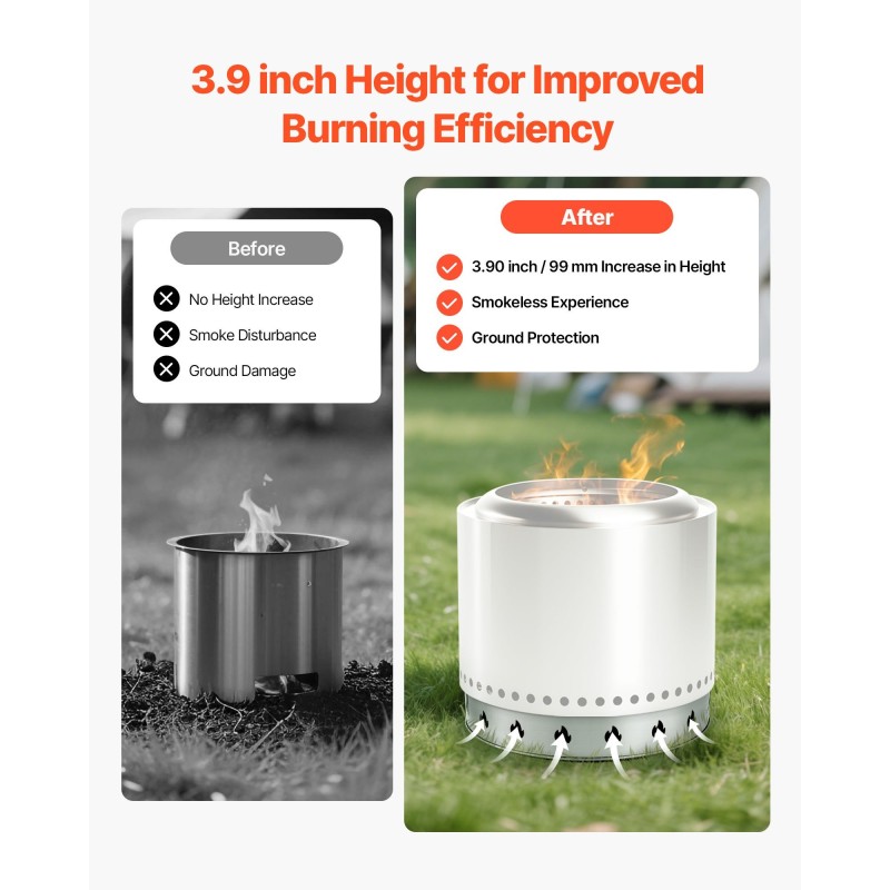 Tulipesän jalusta 430-ruostumaton teräs 587 mm halkaisija kevyt ulkokäyttöön