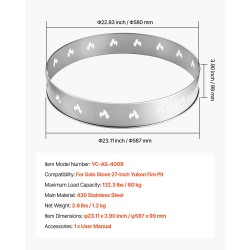 Tulipesän jalusta 430-ruostumaton teräs 587 mm halkaisija kevyt ulkokäyttöön