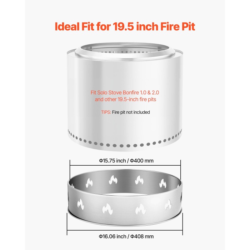 Tulisijan jalusta 430-ruostumattomasta teräksestä yhteensopiva 19,5 tuuman tulisijan kanssa