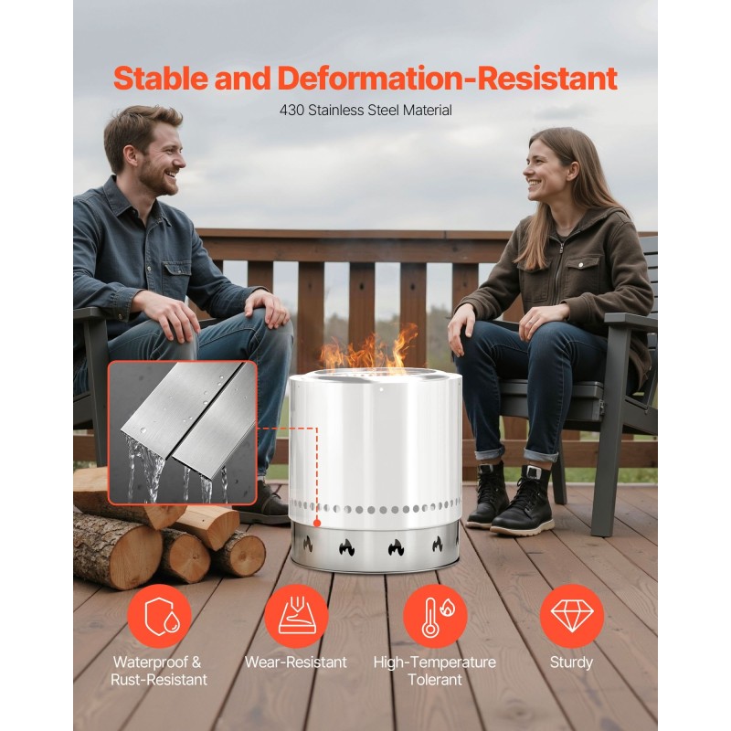 Tulisijan jalusta 430-ruostumattomasta teräksestä yhteensopiva 19,5 tuuman tulisijan kanssa