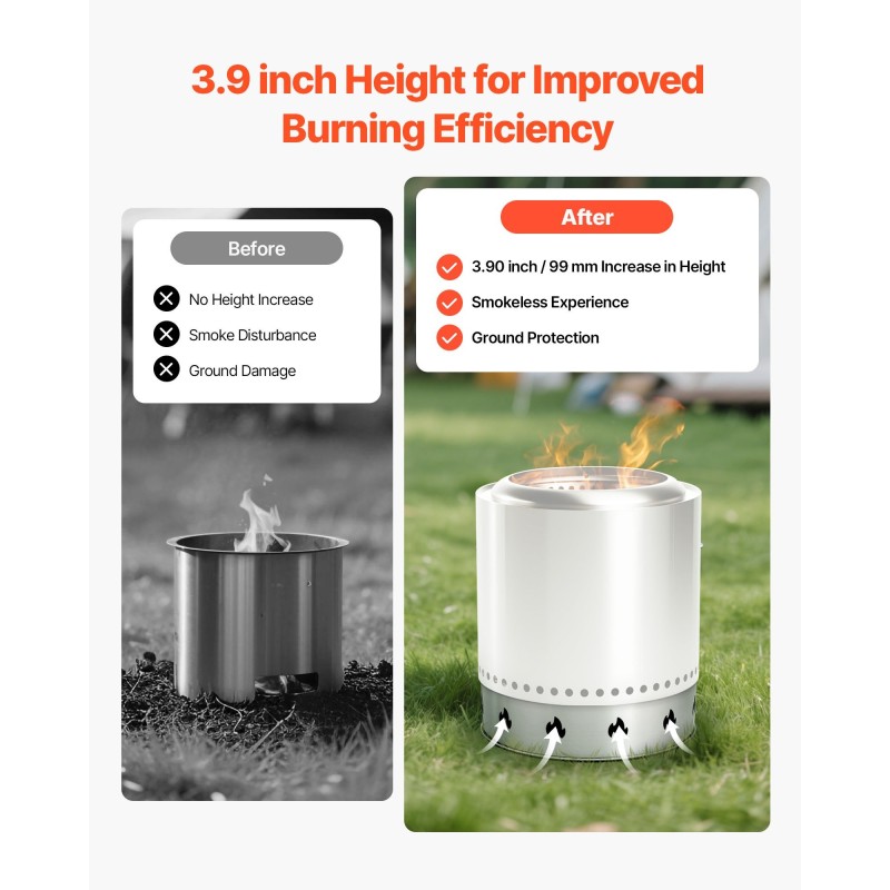 Tulisijan jalusta 430-ruostumattomasta teräksestä yhteensopiva 19,5 tuuman tulisijan kanssa