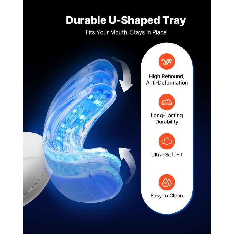 LED-hampaidenvalkaisusetti langaton 32 LED-valoa U-muotoinen suukappale herkille hampaille