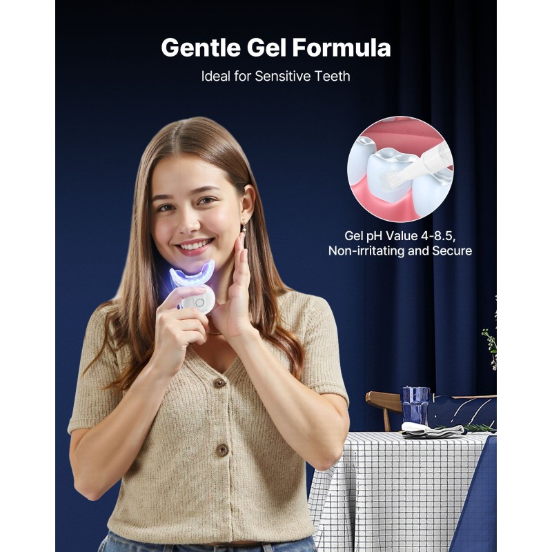 Hampaiden valkaisusarja langaton matkakokoinen 32 LED-valoa sininen ja punainen geelit