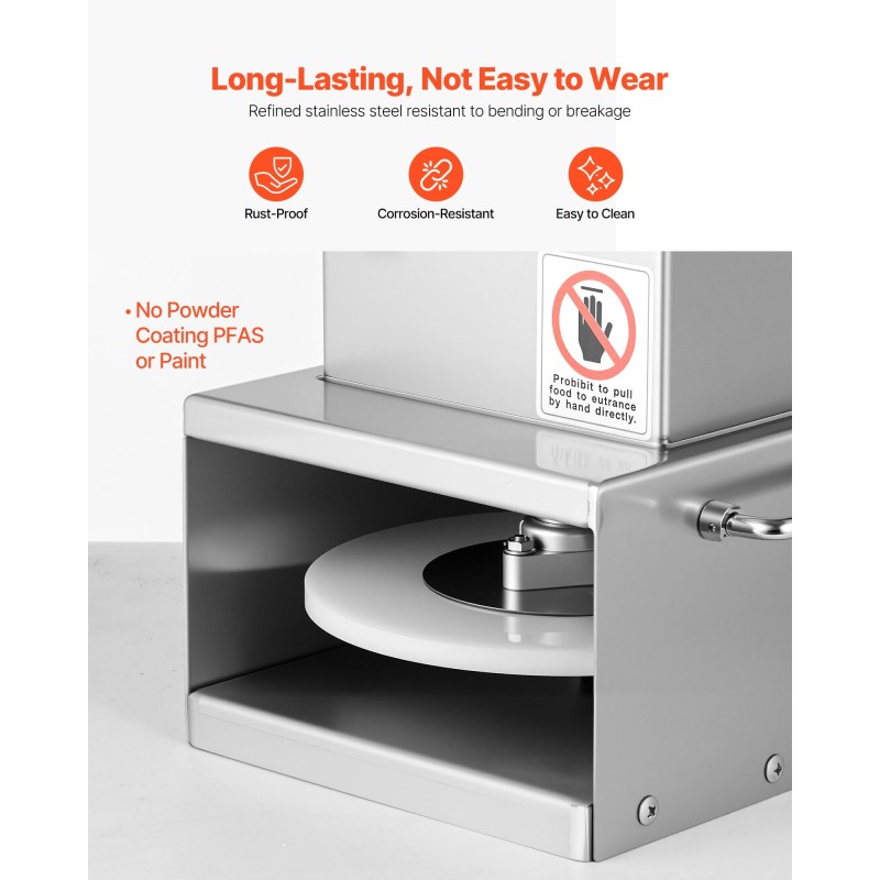 Sähköinen pizzataikinan puristin ruostumatonta terästä 6 tuuman koko 5 mm paksuus