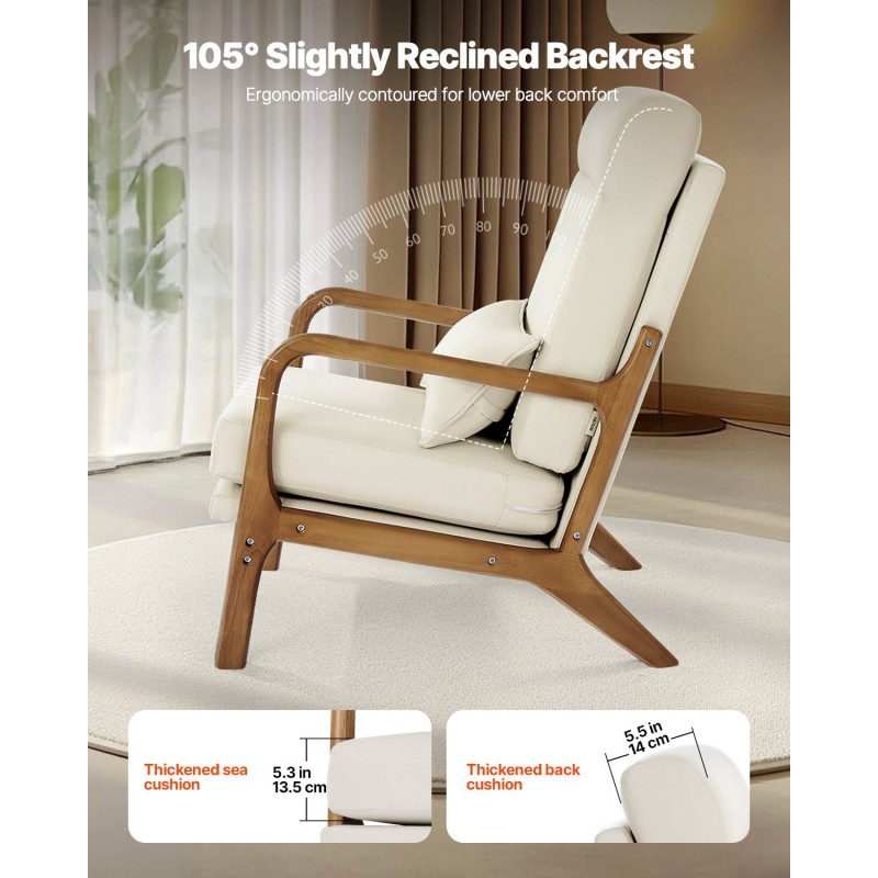 Nojatuoli massiivipuurungolla pellavaverhoilu 13,5 cm istuintyyny 150 kg kantavuus