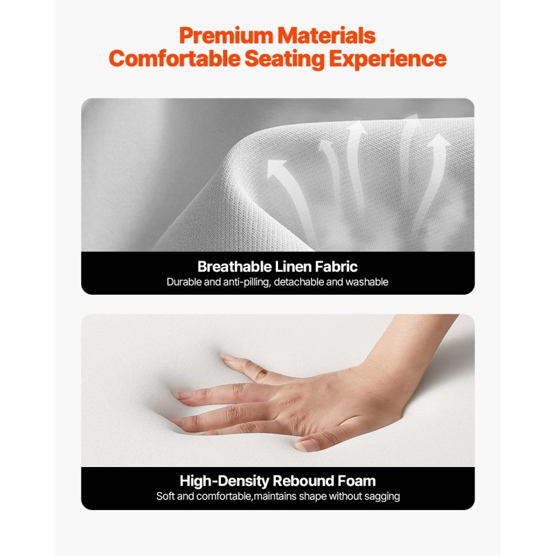 Nojatuoli massiivipuurungolla pellavaverhoilu 13,5 cm istuintyyny 150 kg kantavuus