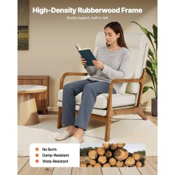 Nojatuoli massiivipuurungolla pellavaverhoilu 13,5 cm istuintyyny 150 kg kantavuus