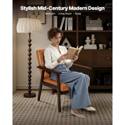 Nojatuoli massiivipuurunkoinen keinonahkaverhoiltu karamelli ruskea koko 64x72x80 cm