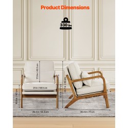 Nojatuoli massiivikumipuusta pellavaverhoiltu 105 asteen kallistus 150 kg kantavuus