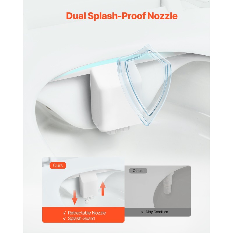 Bidee-istuinliitin kaksi suutinta sisäänvedettävä suutin säädettävä vedenpaine yhteensopiva kaksiosaiseen wc-istuimeen ei sähköä